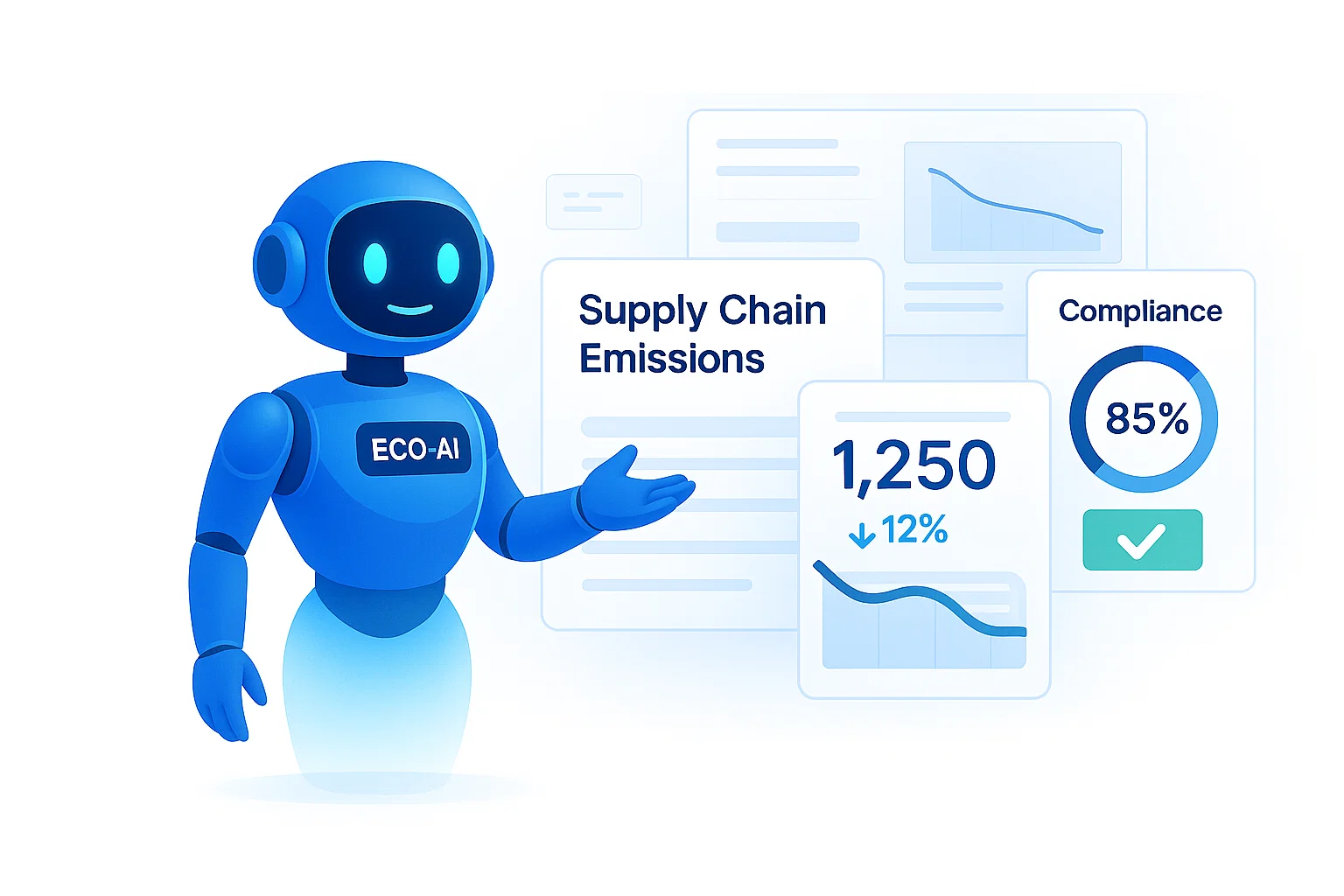 Supply chain and emissions monitoring dashboard showing Scope 3 data visualization