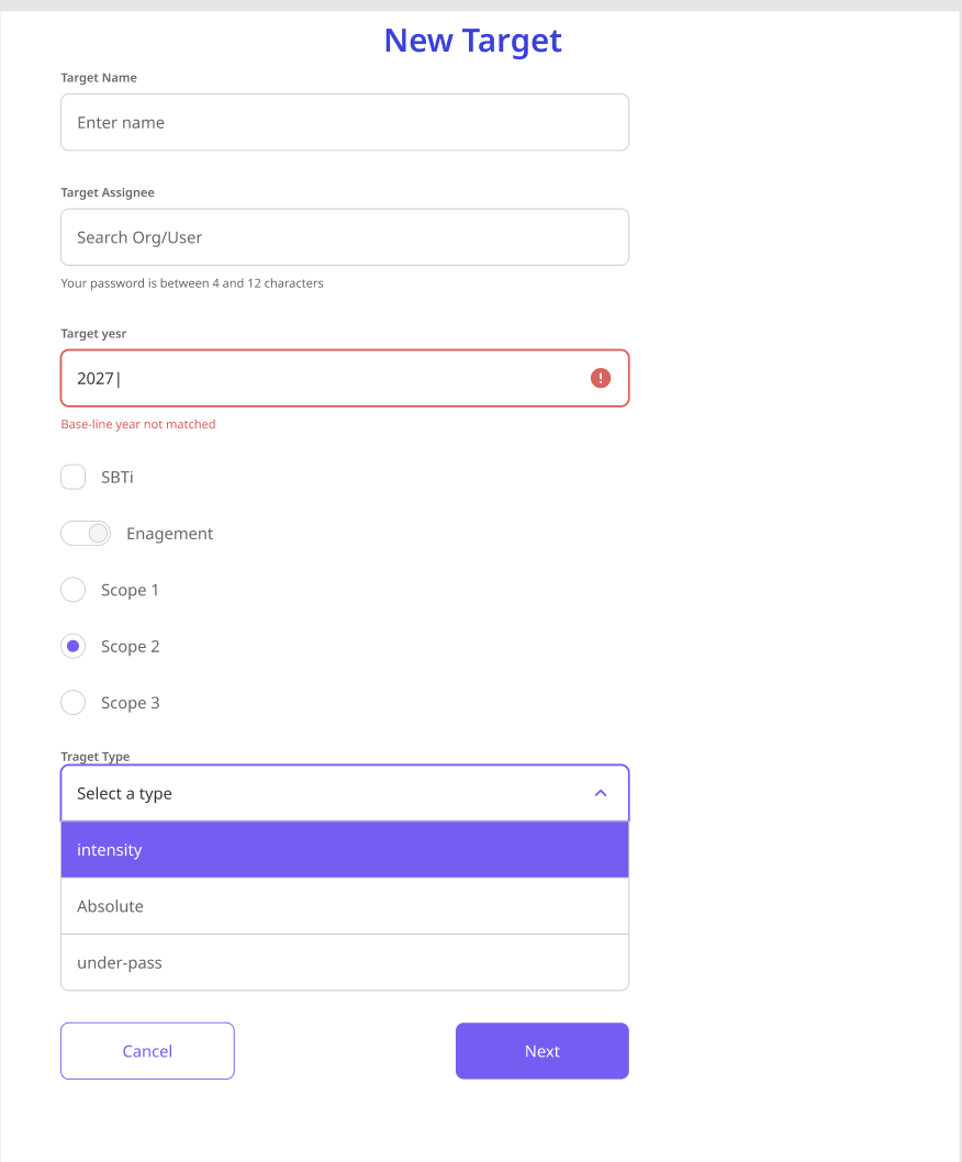 Target Setting Dashboard